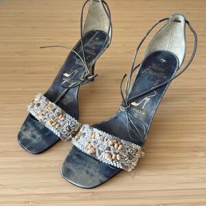 Rene Caovilla Blue Beaded Women's Sandals